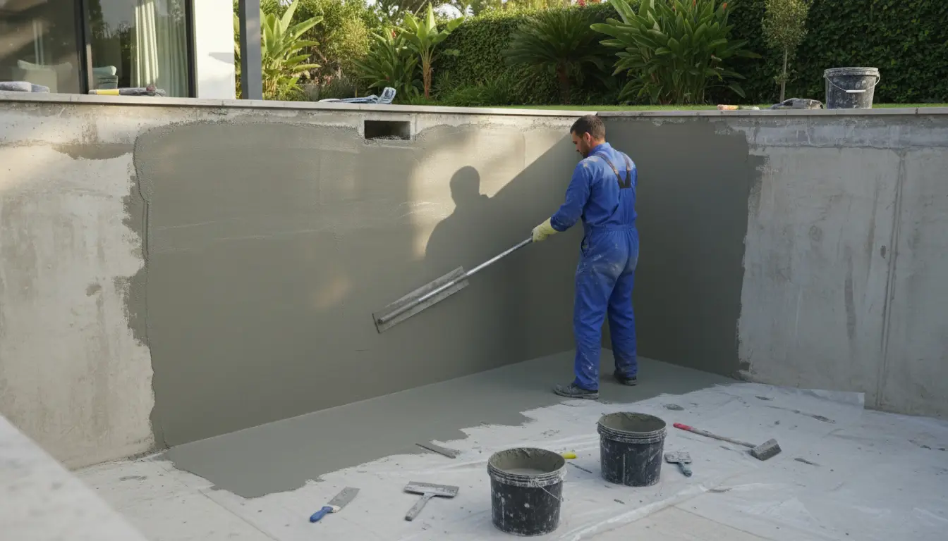 zwembad waterdicht stucen