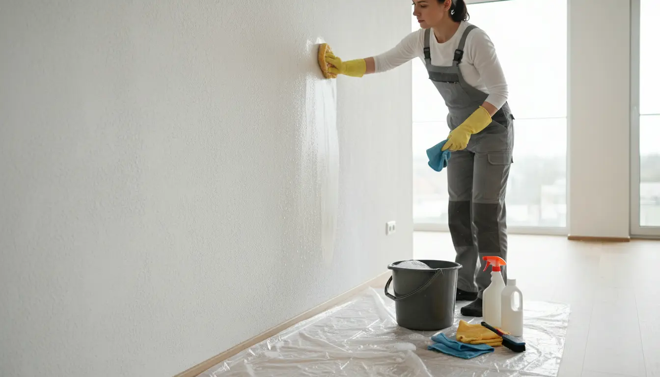gestucte muur schoonmaken